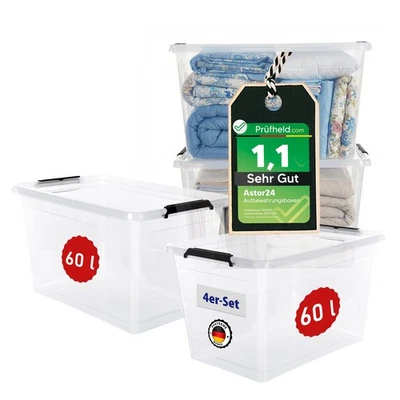 Aufbewahrungsbox mit Deckel 4er Set Kunststoffbox Stapelbox Lagerbox Regalbox - Bild 1 von 4