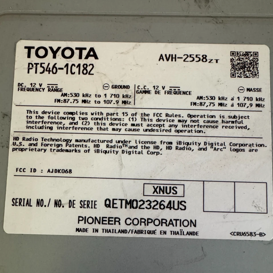 2018 TOYOTA C-HR DISPLAY & RECIEVER OEM (P)PT546-1C182 Foto 4 de 4