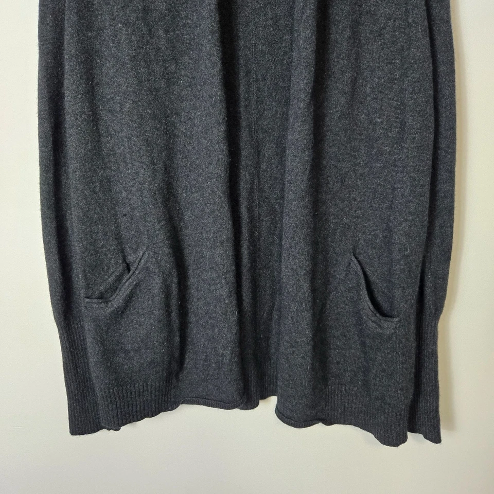 Max Studio Size L 100% 2 Ply Cashmere Charcoal Grey Open Front Cardigan Sweater - Image 2 of 4