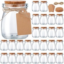 50 Pack Glass Favor Jars with Cork Lid 3.4 oz Small Glass Bottles Jars with 1...