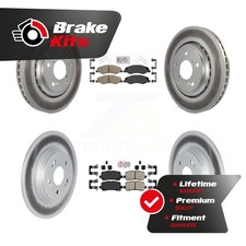 Front Rear Ceramic Pad & Coated Disc Brake Rotor Kit For 2021-2023 Honda Odyssey