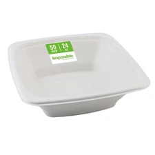 Responsible Products 100% Compostable Square Serving Bowls, 24 oz Disposable ...