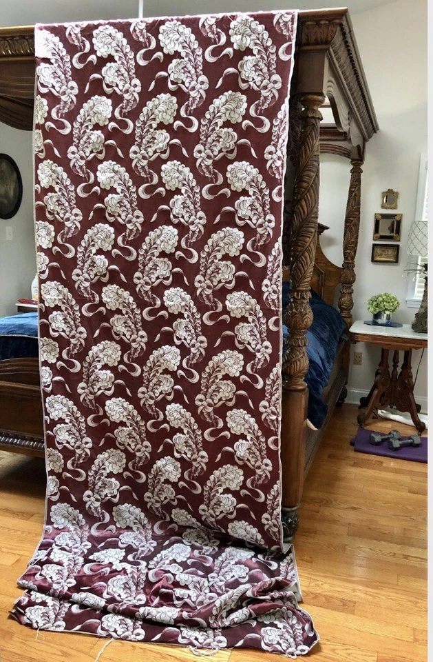 Tela damasco satinada "Old Hollywood Boudoir" de colección Deadstock de los años 40 *PLUMAS DE AVESTRUZ Foto 2 de 4