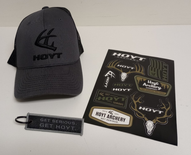 Hoyt Gray Hat Cap Decal Lot Archery Bow Hunting Sticker Keychain AX-3 RX-10 AX2