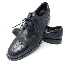 Chaps Men Size 10.5M Black Wingtip Oxford Leather Dress Shoes 96-98724 Pre Own