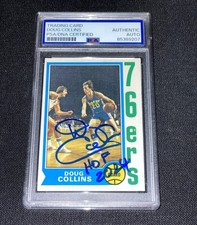 Doug Collins Signed 1974-75 Topps Basketball Rookie Card PSA Slab HOF Inscribed. rookie card picture