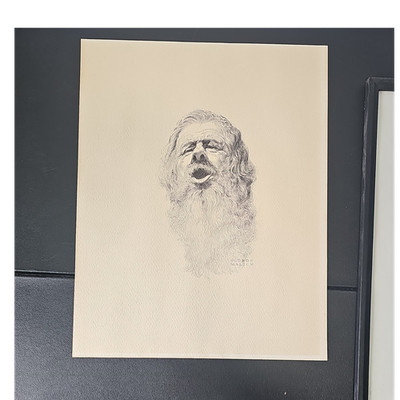 George Malick Signed Realism Portrait Drawing of Man on Paper, Unframed  11 x 14