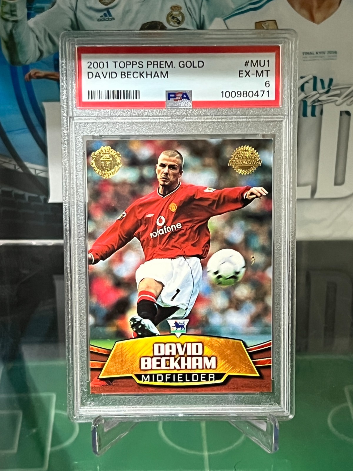 2 PSA David Beckham Card Lot 2001 Topps Premier Gold + 2001 Futera World Stars view 11