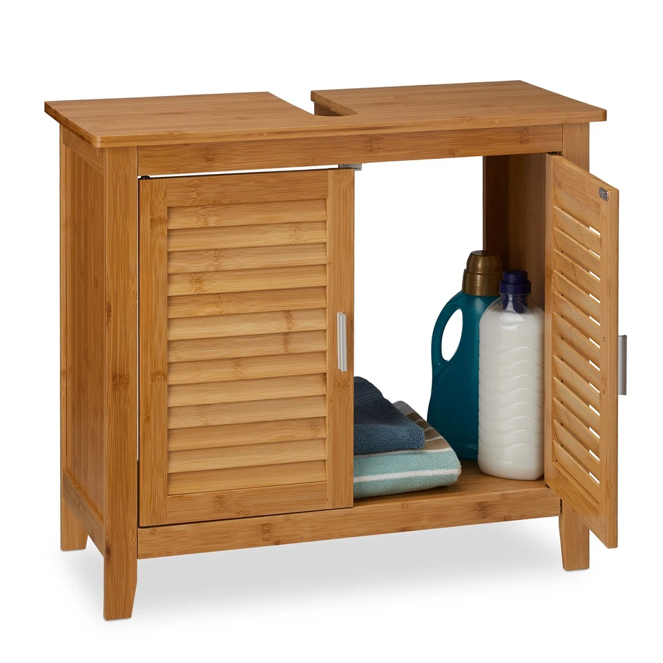 Relaxdays 10019203 LAMELL Bambus 30 x 67 x 60 cm Waschbeckenunterschrank - Natur