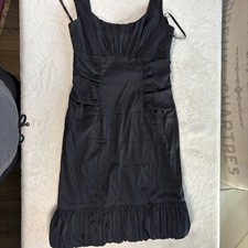 Betsy & Adam Little Black Dress StrappSleeve Ruched Vintage Linda Bernell Size 8