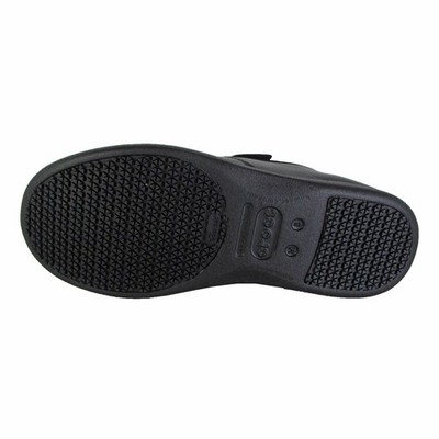 Crocs Mens Tummler Leather Slip Resistant Work Shoes, Black, US 7