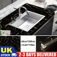 Black Marble Self Adhesive Wrap Film Kitchen Worktop Covering Cupboard Sticker