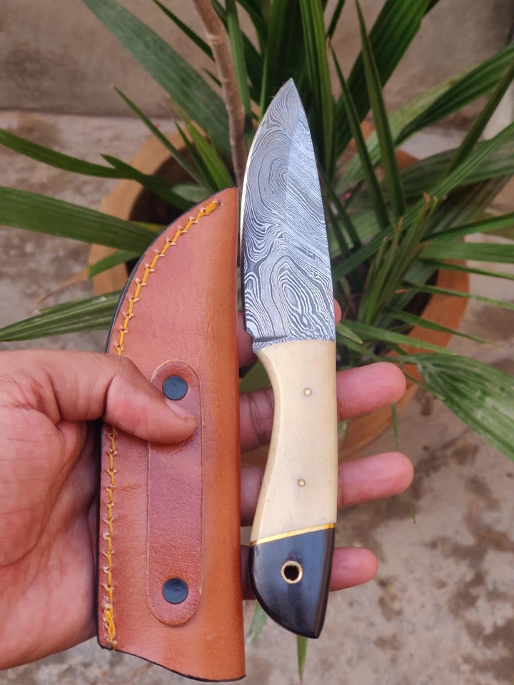 Handgemachtes 8" Damast-Jagdmesser – Griff aus Knochen & Horn - Bild 3 von 3