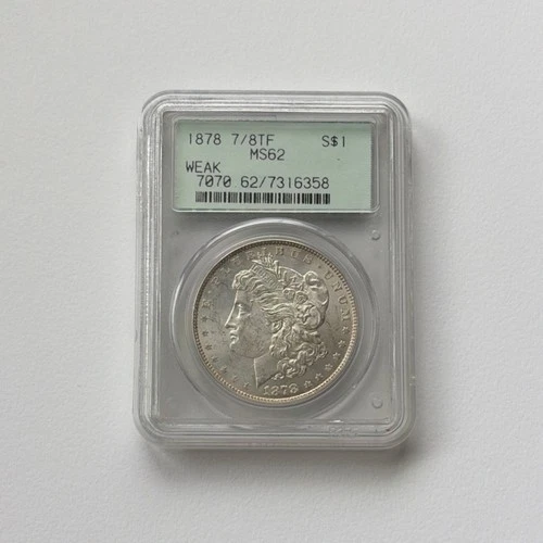 1878 Morgan Dollar MS62 Philadelphia 7/8TF WEAK Silver $1 Coin 0.900