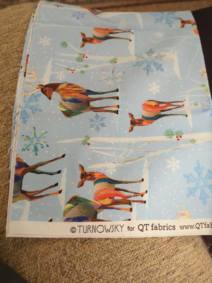 Artistic Reindeer On Light Blue Cotton Fabric ("Turnowsky", QT Fabrics) - Image 4 of 4