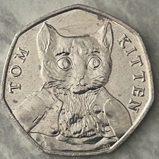 2017 Tom Kitten GB Commemorative 50p Fifty Pence Coin, Circulated Condition.