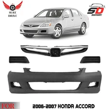Front Bumper Cover Fascia & Grille Assembly Kit For 2006-2007 Honda Accord