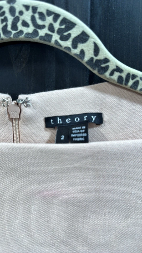 Theory Harkin dress blush Pink Sheath Women’s 3/4 Sleeve Dress  Sz 2 - Image 2 of 4