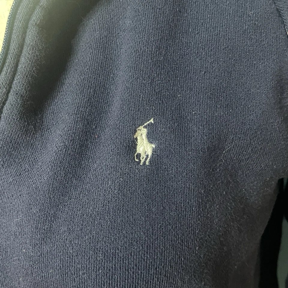 Suéter Vintage Polo Ralph Lauren Mujer Grande Azul Blanco Rayas Cremallera Chaqueta  Foto 3 de 4