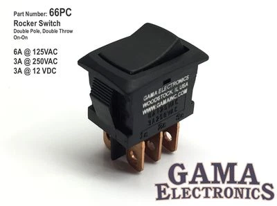 GAMA ELECTRONICS Mini 2 Position Double Pole Double Throw DPDT On-On Rocker Switch - 66PC