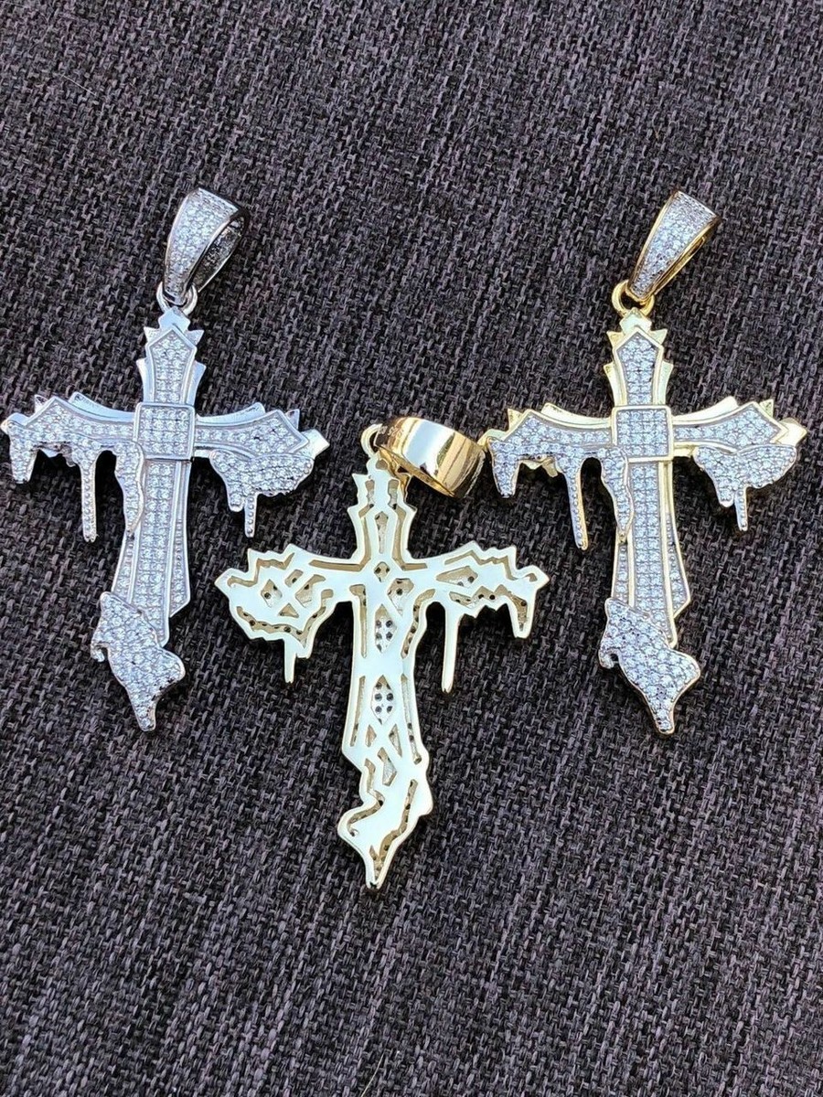 Sterling Silver .925 Tube Cross With CZ (cubic Zirconia