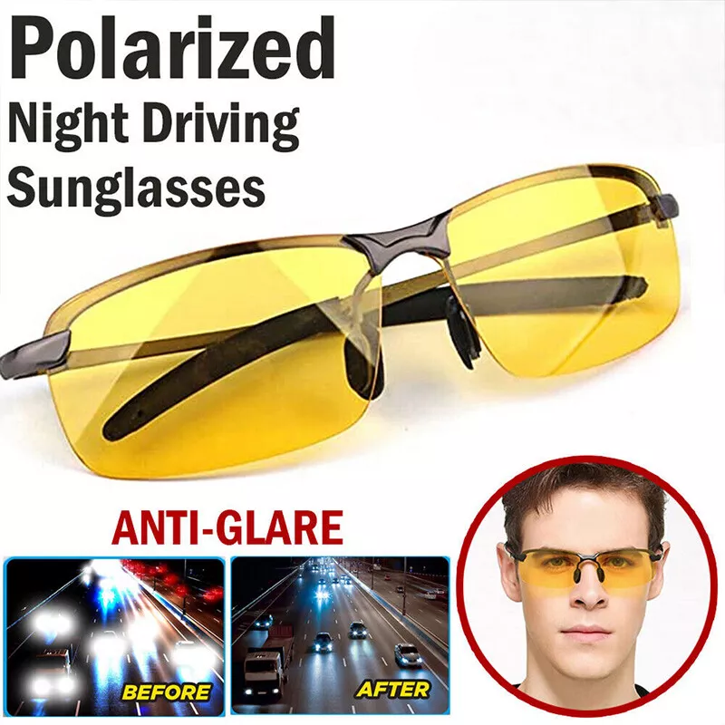 Night Driving Glasses x 2 Yellow Clip On Anti Glare Sun Day Time Vision UK