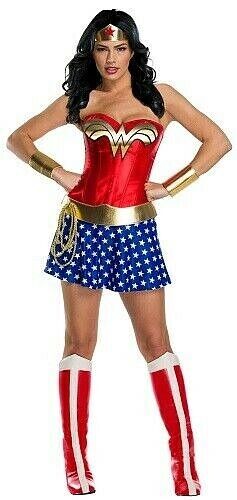  Rubie's Women's DC Comics Wonder Woman Corset Costume,  Red/White/Blue, Large : Clothing, Shoes & Jewelry