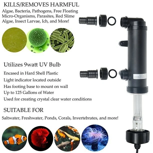 Lámpara Ultravioleta UV 12W 11" Algas Bacterias Clarificador Filtro Para Acuario Estanque Foto 2 de 4