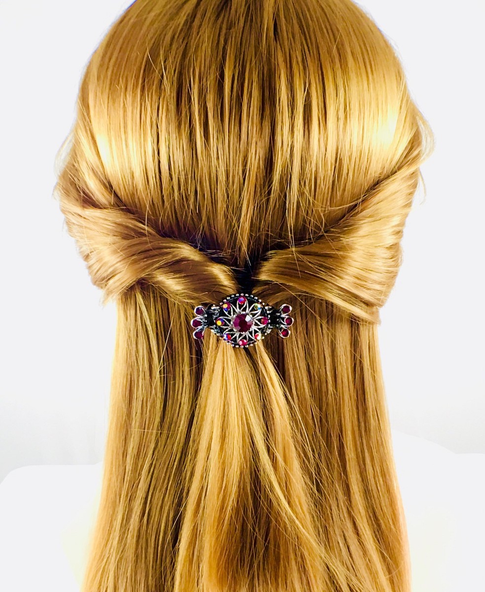 PROM Vintage Hair Claw Clip Jaw Hairpin use Swarovski  display picture 3