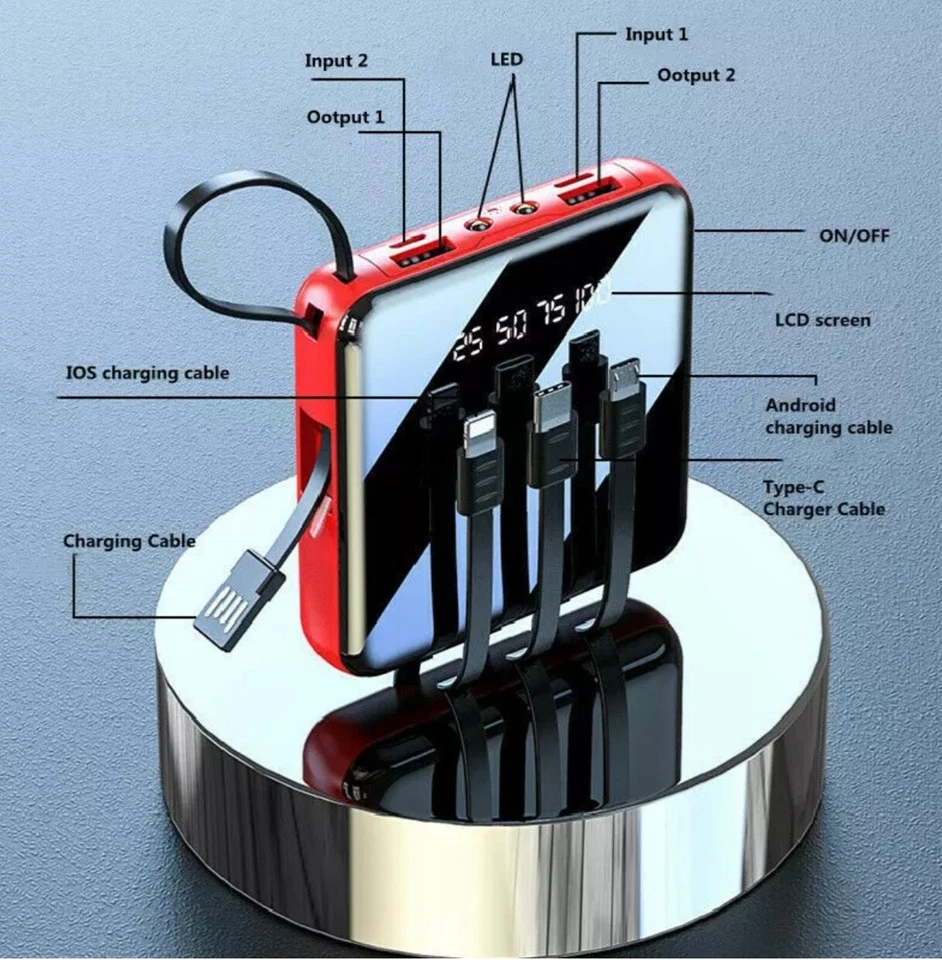 20000mAh Power Bank Portable Fast Charger Battery Pack 2USB LED For Mobile Phone - Image 3 of 4