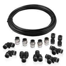 Air Line Tubing Kit 3/8'' OD 33ft Nylon 1/8'' NPT Push to Connect Fittings 14Pcs