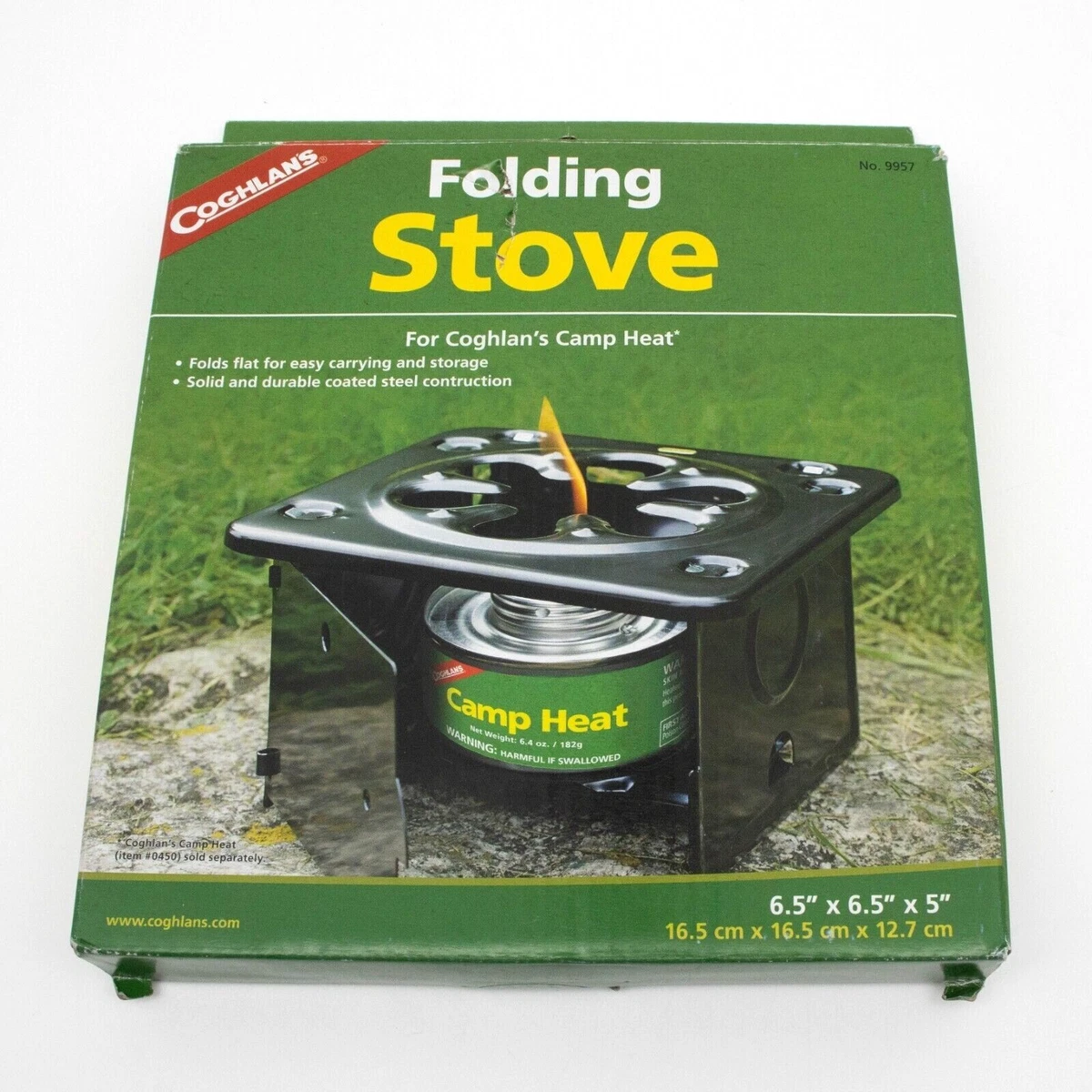 Coghlanu0026#039;s Folding Stove Coated Steel Portable Folds Flat Burns Solid  Fuel Camp | eBay
