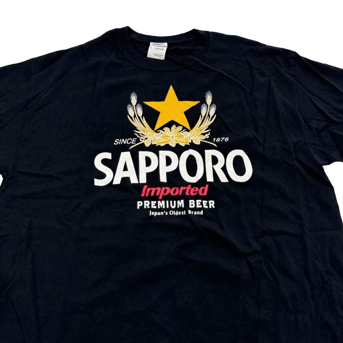 Sapporo Imported Premium Beer Shirt Mens Large Black Japan Sapporo Imported Premium Beer Shirt Mens Large Black Japan