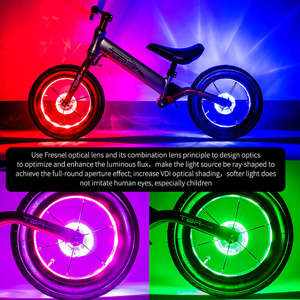 Rechargeable Bike Wheel Hub Lights - 7 Color LED Spoke Lights For Night Riding
