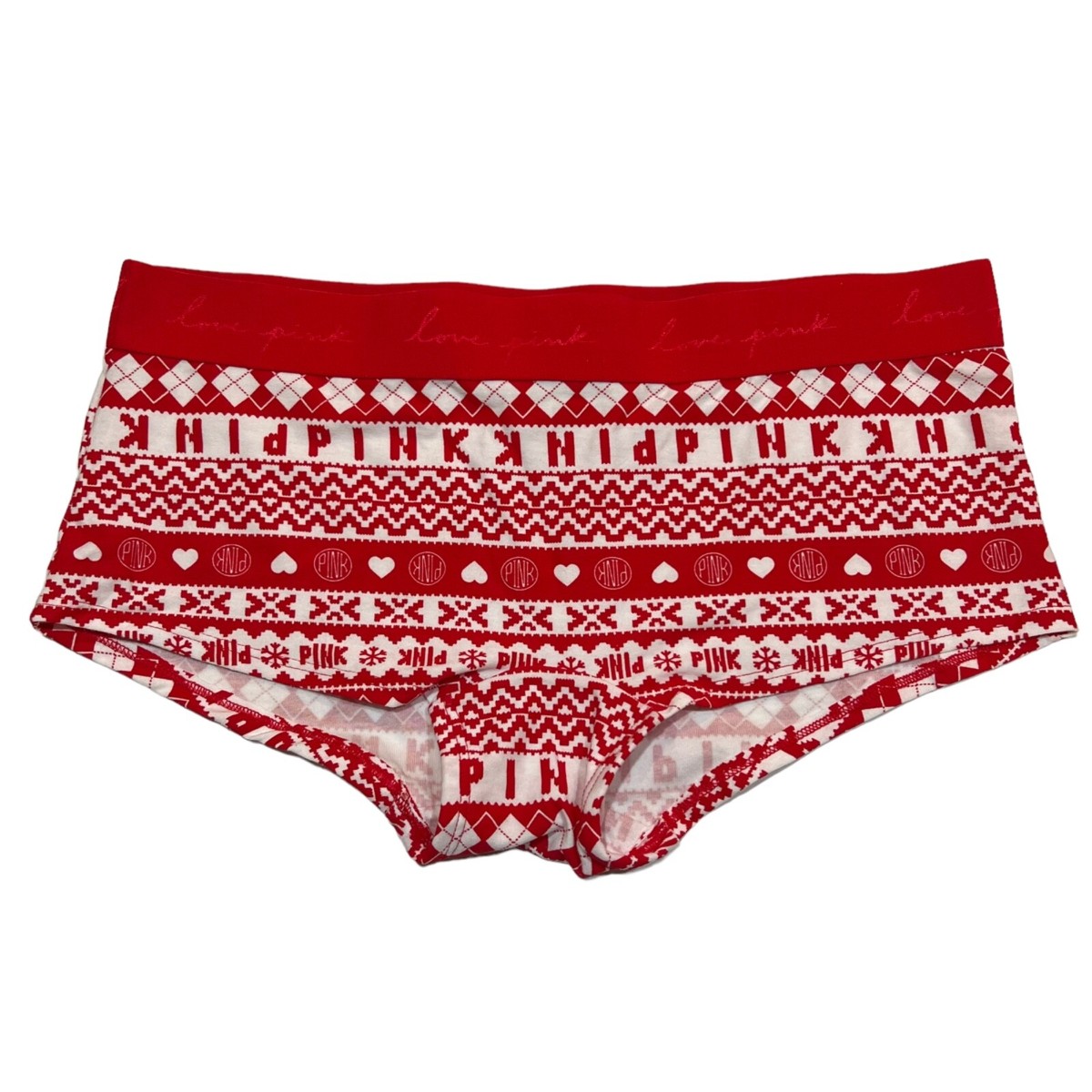 NWT VICTORIA'S SECRET PINK Shortie Pantie Sz L-XL-XXL Red White