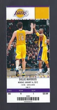 2011-2012 NBA MAVERICKS @ LOS ANGELES LAKERS FULL TICKET - KOBE BRYANT - JAN 16
