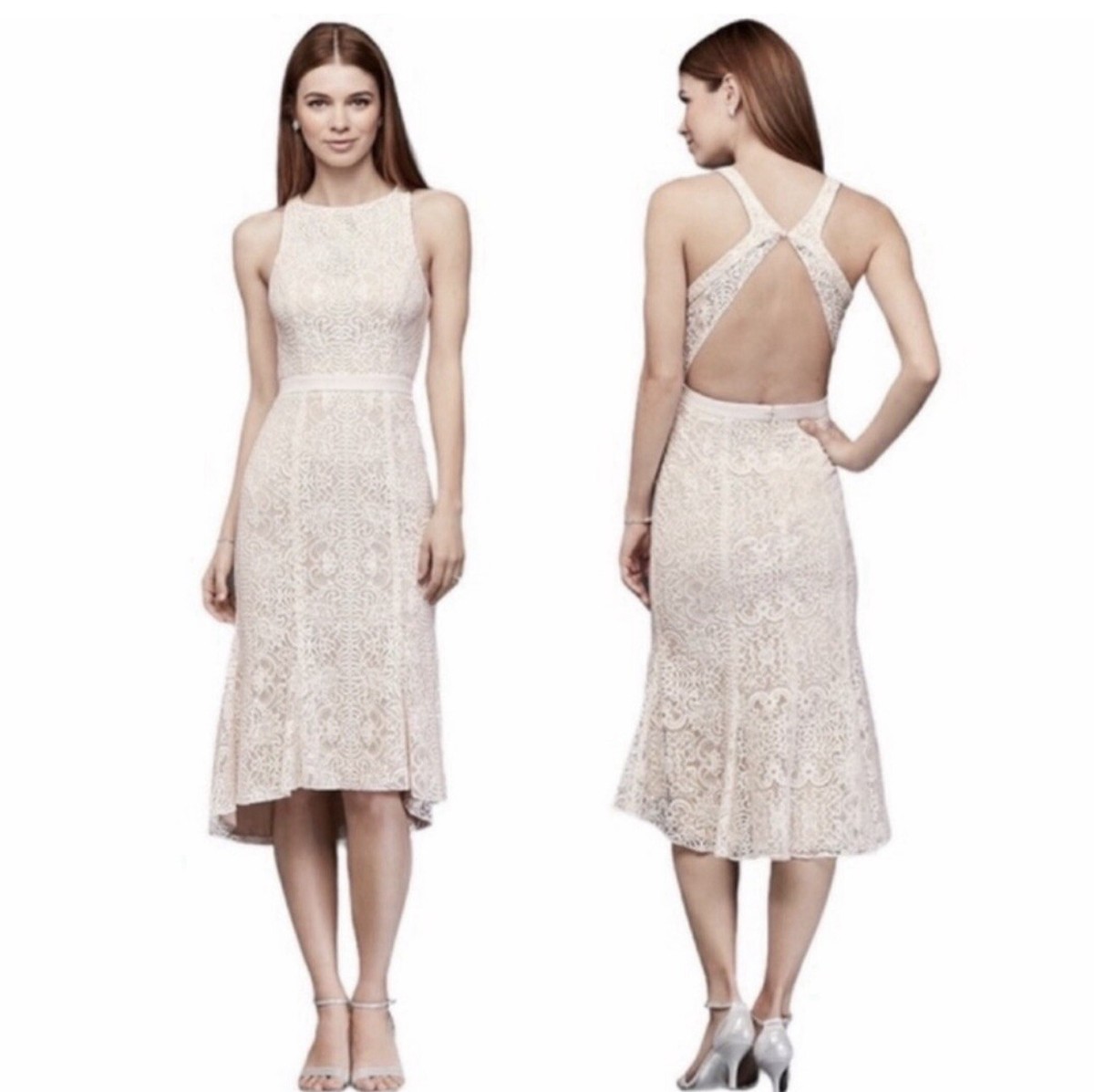 David's Bridal DB Studio Lace Open Back Dress Beige Size 8 | eBay