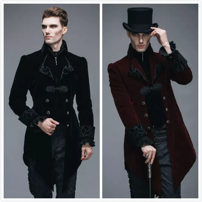 Men's Handmade Black Guard Military Band Jacket Goth Steampunk Vintage Pea  Coat