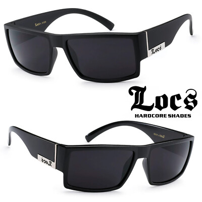 New Mens Locs Hardcore Black Gangster Cholo Flat Top Cholo Lowrider Sunglasses
