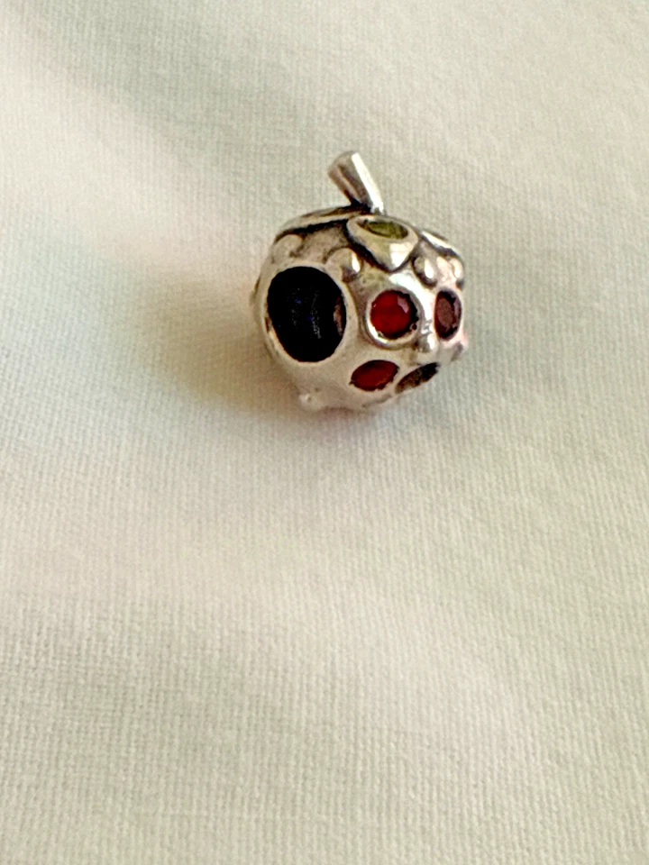 CHAMILIA Strawberry Bead Charm Red & Green Crystals 925 Sterling Silver #A3B02 - Image 3 of 4