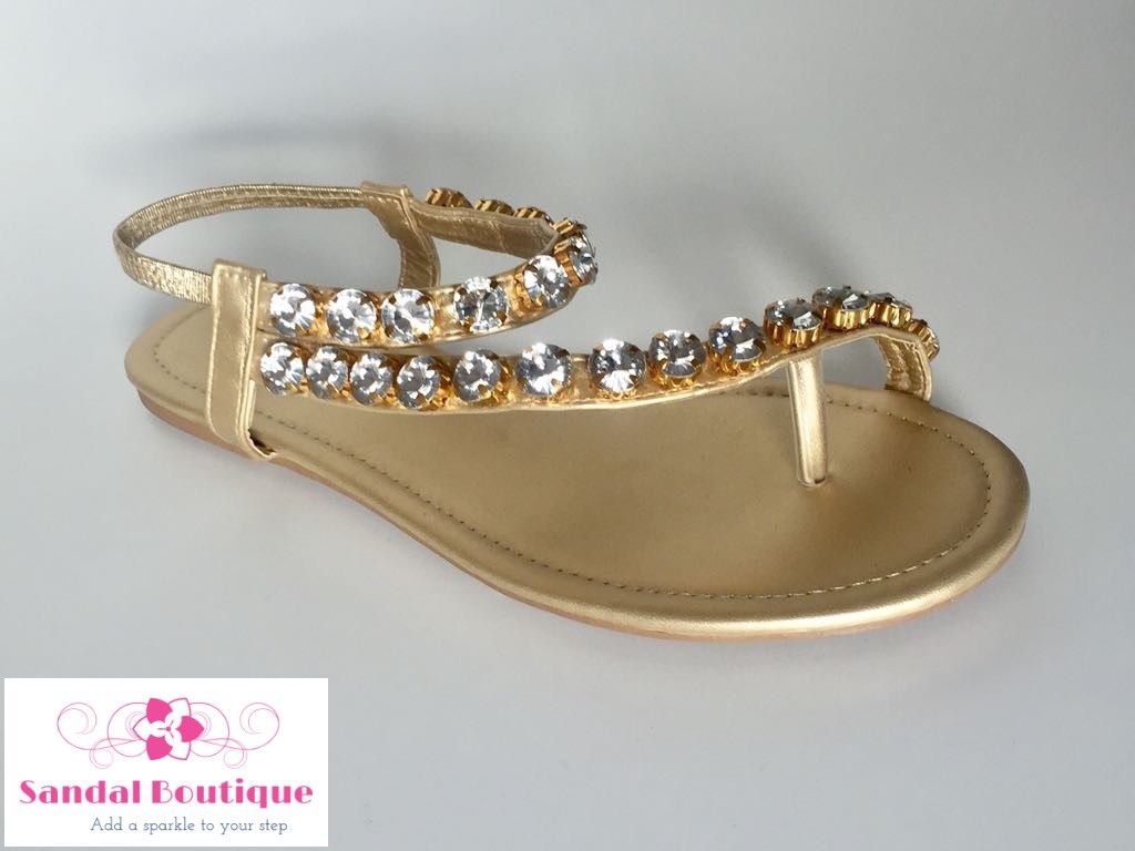 Women's Bling Crystal Embellished Gold Sandals "HOT for Summer 2023" eBay