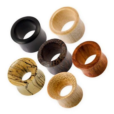 Holz Flesh Tunnel Plug Double Flared Ohr Piercing 4-40mm Naturholz Dehner - Bild 1 von 3