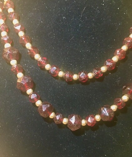 VINTAGE GARNET & GOLD VERMEIL NECKLACE - Picture 2 of 4