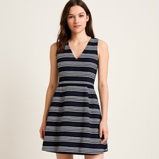 Madewell Navy Striped Sleeveless Fit & Flare Dress XS