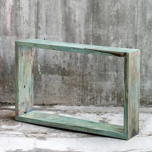 Uttermost 25456 Teo 10"W Tamarind Wood Console Table - Caribbean Blue-Green - Picture 2 of 6