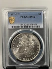 PCGS 1882-CC Morgan Silver Dollar $1 MS62 PCGS Gold Shield 90% Silver
