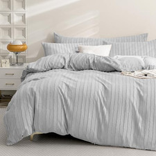 Duvet Cover King Size Light Grey - 3PCS Boho Striped Duvet Cover Set Polyester T