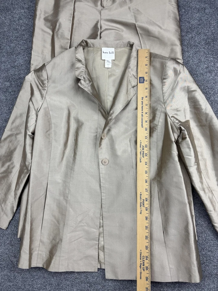 Брюки Kate Hill костюм женщин миниатюрный 10P/8P шампанское 100% шелк с подкладкой блейзер брюки - Изображение 3 из 4