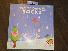 Girls Socks 12 Days of Socks Crew Socks Christmas Advent Calendar Size 2T-5T NEW