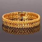 Men Fashion Link Chain Bracelet 24K Gold Plated Cuff Bangle Wristband Jewelry